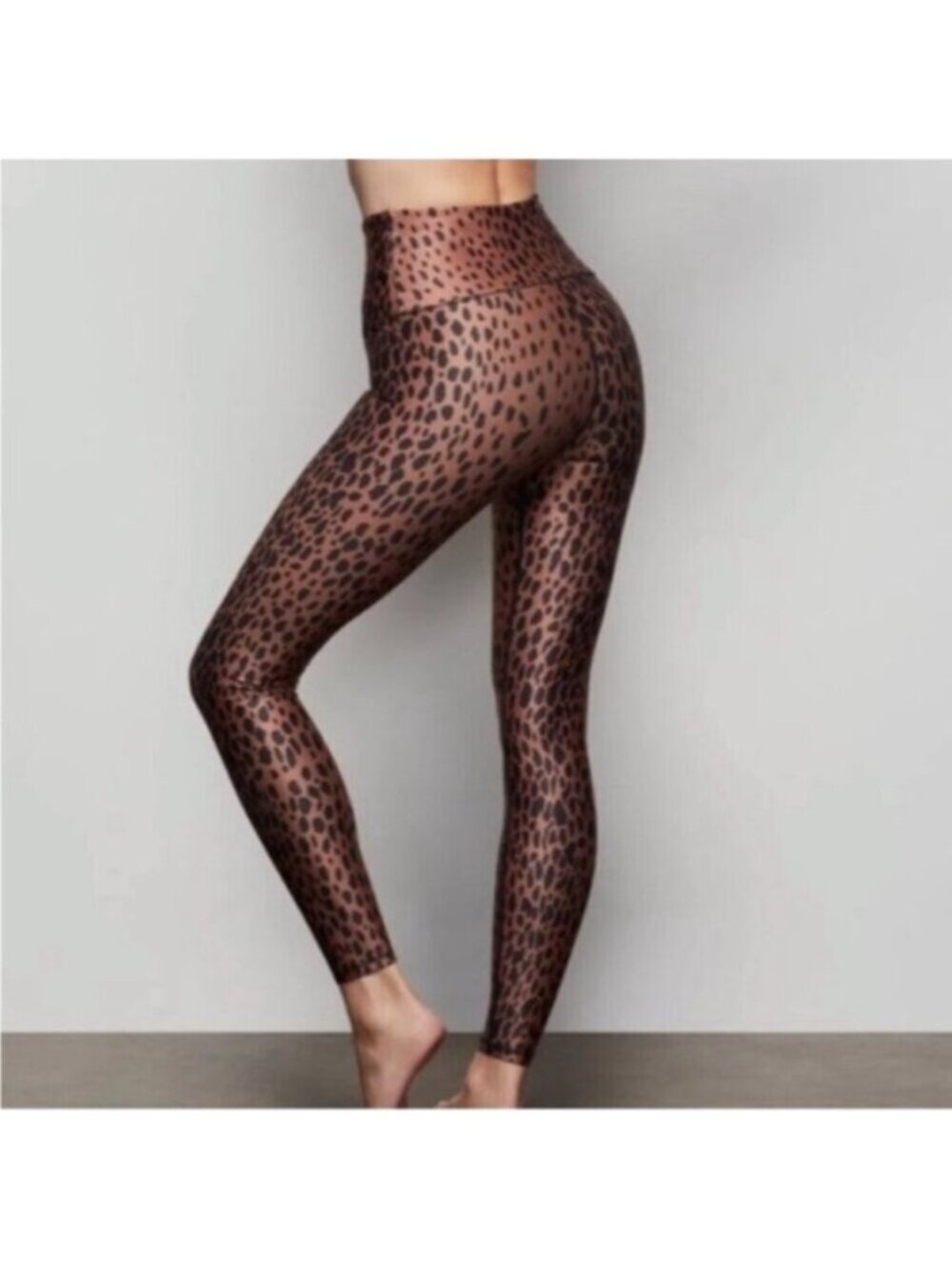 Good American Women's Brown Leopard Print High Waist Leggings Size Small